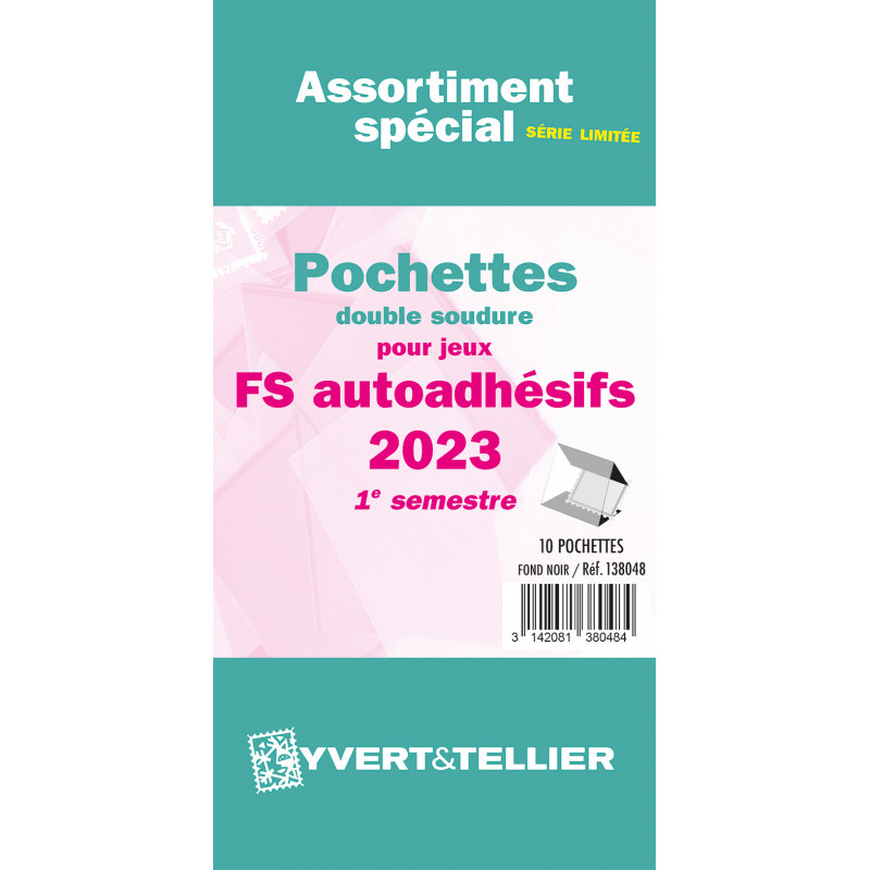 Assortiment de pochettes pour jeux timbres autoadhésifs FO/FS 2023 premier semestre.