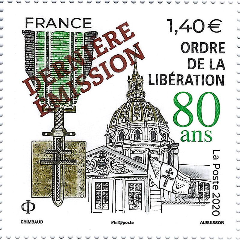Ordre de la Libération surchargé timbre de France N°5458A neuf**.