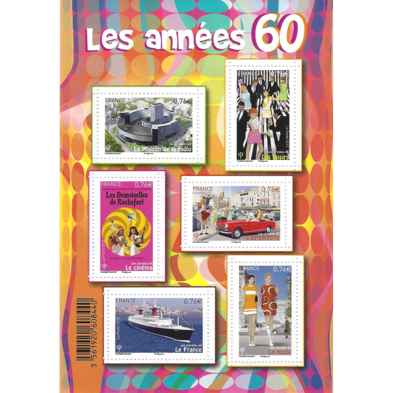 Feuillet de 6 timbres Les années 60 N°F4960 neuf**.