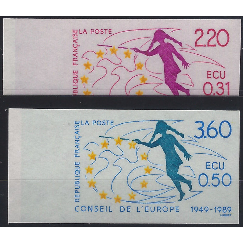 Conseil de l'Europe timbres de service N°100-101 série non dentelé neuf**.