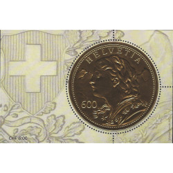 Suisse feuillet de timbre or le vreneli F2236 neuf**.