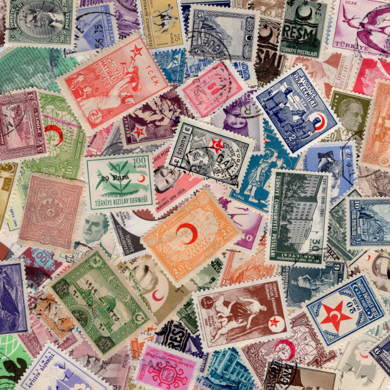 Turquie timbres de collection tous différents.