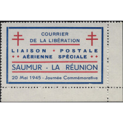 Libération vignette liaison aérienne Saumur-La Réunion neuf.