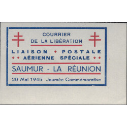 Libération vignette non dentelée liaison aérienne Saumur-La Réunion neuf.