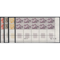 Champignons timbres préoblitérés N°158-161 en blocs de 10 coins datés neuf**.
