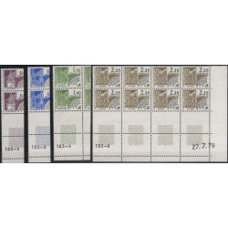 Monuments historiques timbres préoblitérés N°162-165 en blocs de 8 coins datés neuf**.
