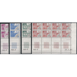 Monuments historiques timbres préoblitérés N°170-173 en blocs de 8 coins datés neuf**.