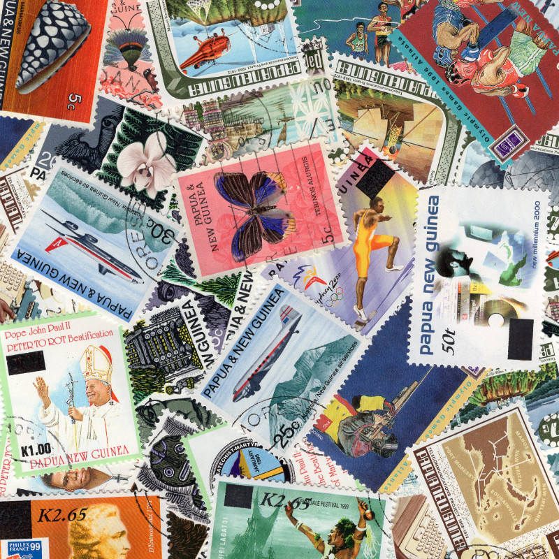 Papouasie Nouvelle Guinée 25 timbres de collection tous différents.