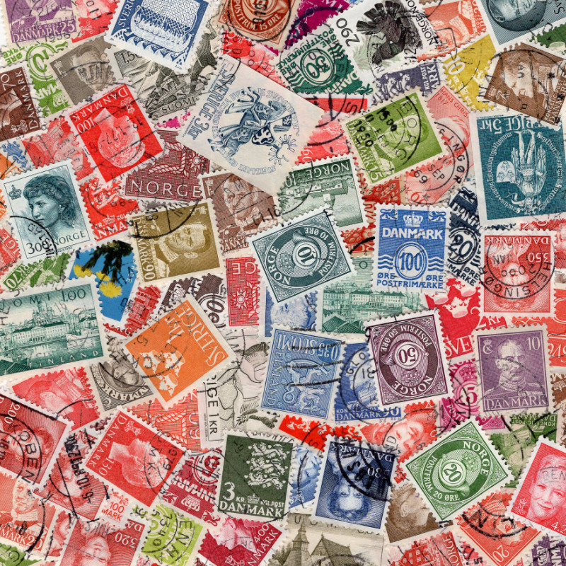 Scandinavie timbres de collection tous différents.