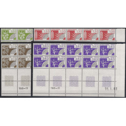 Les quatre saisons timbres préoblitérés N°178-181 en blocs de 10 coins datés neuf**.