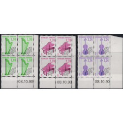 Instruments de musique timbres préoblitérés N°210-212 série en blocs coins datés neuf**.