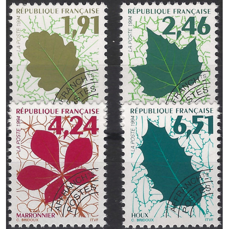 Feuilles d'arbres timbres préoblitérés N°232-235 série neuf**.