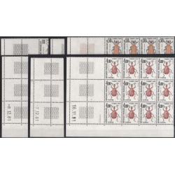 Coléoptères timbres-taxe N°103-108 en blocs de 12 coins datés neuf**.