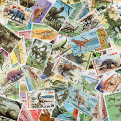 Animaux préhistoriques timbres thématiques tous différents.