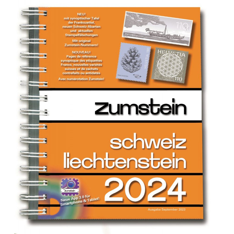 Catalogue Zumstein timbres de Suisse-Liechtenstein 2024, version spirale.