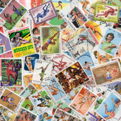Athlétisme 100 timbres thématiques tous différents.