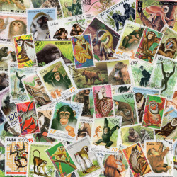 Singes 50 timbres thématiques tous différents.