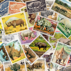 Rhinocéros 25 timbres thématiques tous différents.