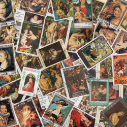 Peintres Flamands 50 timbres thématiques tous différents.
