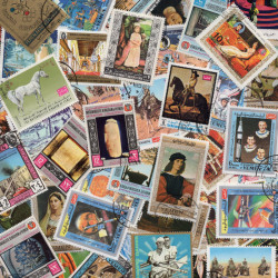 Yémen 100 timbres de collection tous différents.