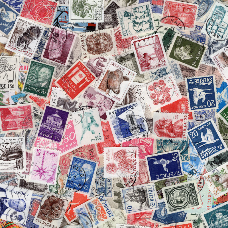 Suède timbres de collection grands formats tous différents.