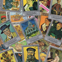 Peintre Van Gogh 25 timbres thématiques tous différents.