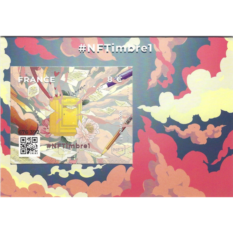 Feuillet crypto timbre NFTimbre1 autoadhésif.