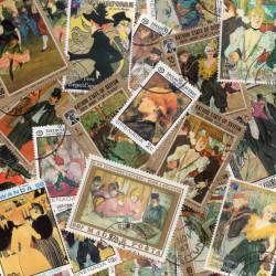 Peintre Toulouse-Lautrec 20 timbres thématiques tous différents.