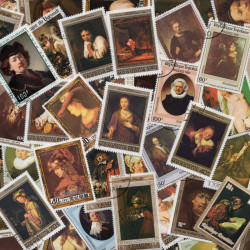 Peintre Rembrandt 50 timbres thématiques tous différents.
