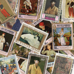 Peintre Manet 15 timbres thématiques tous différents.