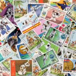 Arts Martiaux 25 timbres thématiques tous différents.