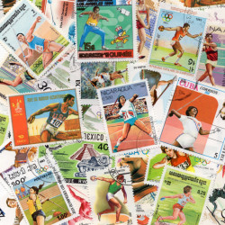 Athlétisme - Lancers 25 timbres thématiques tous différents.
