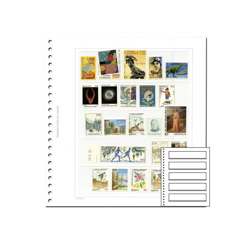 Recharges Régent-Supra Yvert à 5 bandes pour timbres-poste.