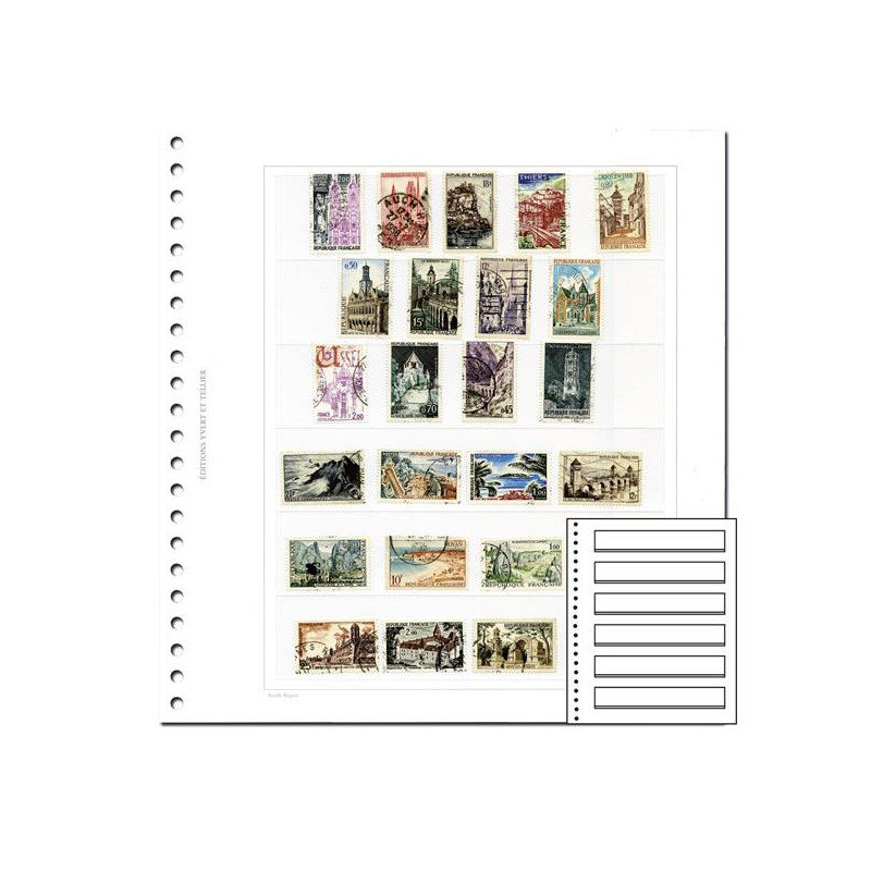 Recharges Régent-Supra Yvert à 6 bandes pour timbres-poste.