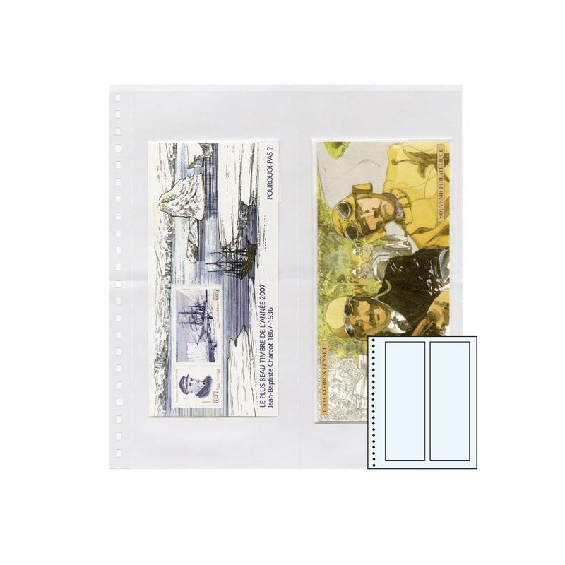 Recharges transparentes Supra Yvert à 2 bandes verticales pour carnets de timbres.