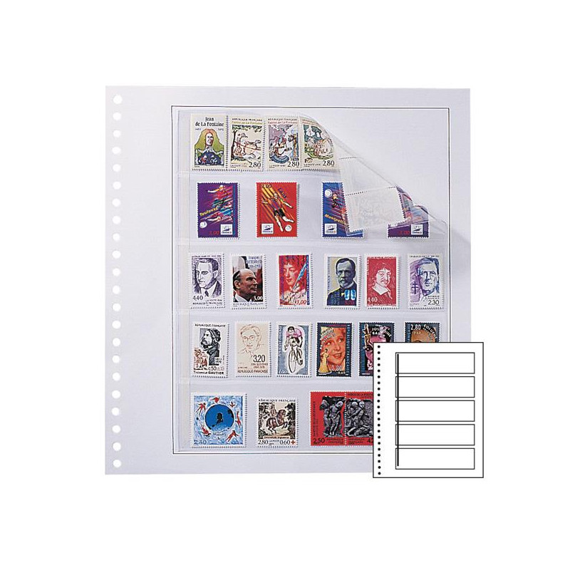Recharges neutres Duo-Supra Yvert à 5 bandes pour timbres-poste.