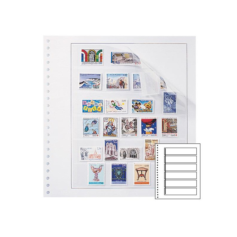Recharges neutres Duo-Supra Yvert à 6 bandes pour timbres-poste.