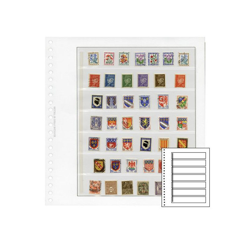 Recharges neutres Duo-Supra Yvert à 7 bandes pour timbres-poste.