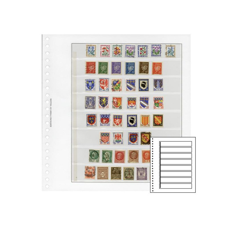 Recharges neutres Duo-Supra Yvert à 8 bandes pour timbres-poste.