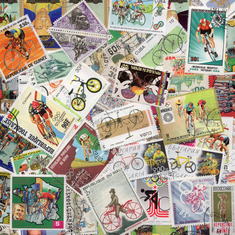 Cyclisme timbres thématiques tous différents.