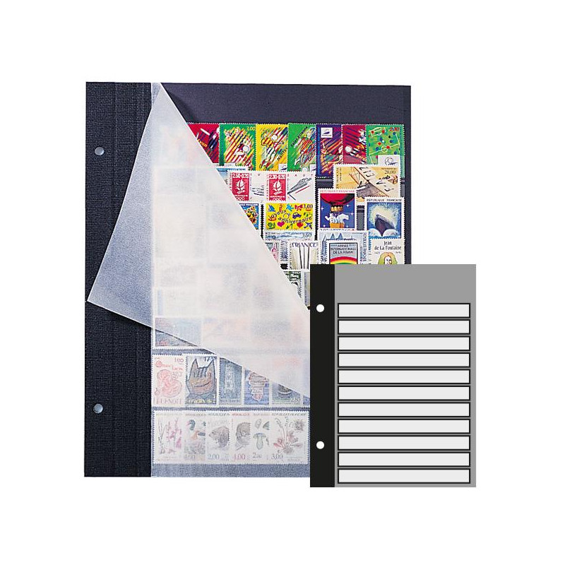Recharges Futura Yvert à 11 bandes noires pour timbres-poste. (C90)