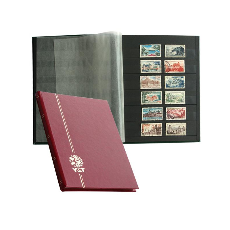 Classeur à bandes Premium cuir pour timbres 32 pages noires avec étui de  protection. - Philantologie