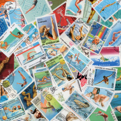 Natation 50 timbres thématiques tous différents.