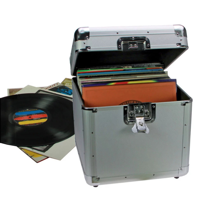 Coffre pour 100 disques vinyles 33 tours.