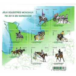 Feuillet de 8 timbres Jeux équestres mondiaux F4890 neuf**.