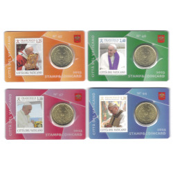 Série de 4 Stamp Coincards Vatican 2023 - Pape François 50 cents.