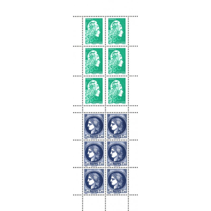 Carnet 12 timbres Marianne l'engagée - Lettre verte - La Poste