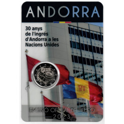 2 euros commémorative Andorre 2023 BU - 30 ans de l'entrée à l'ONU.
