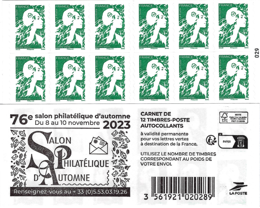 Planche 24 Timbres Autocollants Verts – Lettre Verte 500g – Validité Permanente – France – Envoi Colis Et Enveloppe
