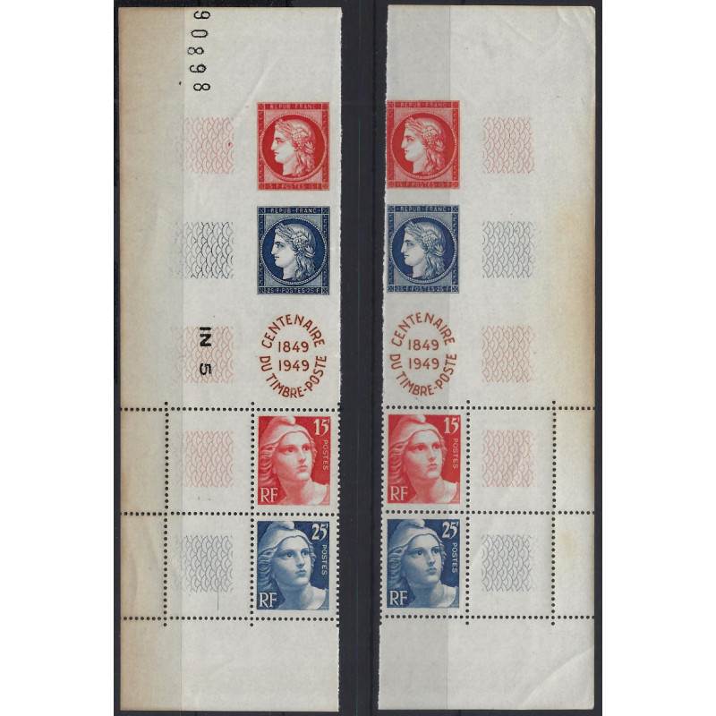 Centenaire du timbre-poste lot de 2 bandes N°833A neuf**.